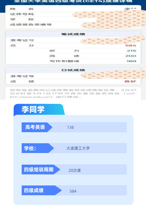 四六级考研英语学员案例